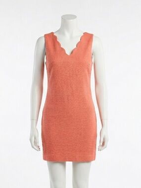 CeCe Cynthia Steffe Coral Pink Scalloped Sleeveless Shift Dress Size 2